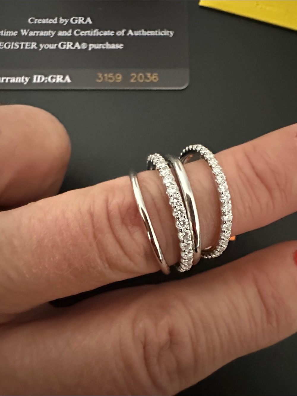 GRA Cert Moissanite 925 Silver 4.3 ctw VVS D Pavé Ring. 4 Rings Looped - Picture 1 of 13